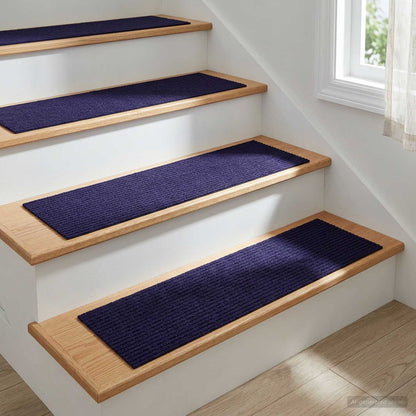 Stair Mats 15 pcs 76 x 20 cm Blue Polyester Rectangular