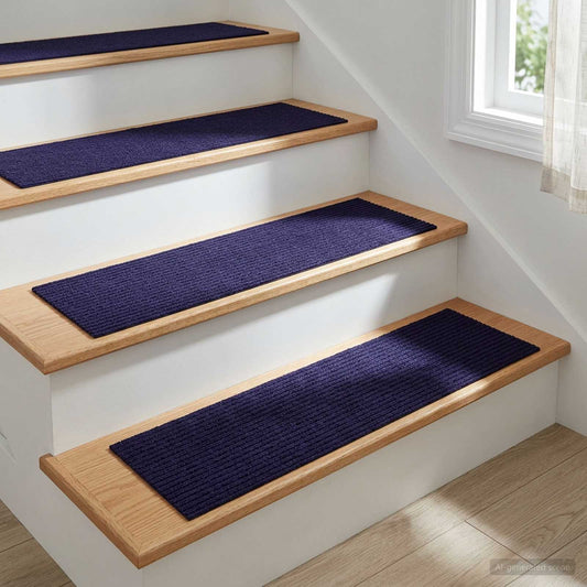 Stair Mats 15 pcs 76 x 20 cm Blue Polyester Rectangular