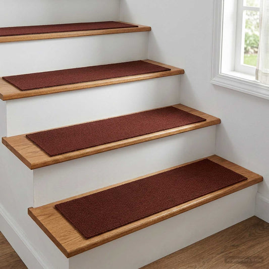 Stair Mats 15 pcs 76 x 20 cm Burgundy Polyester Rectangular