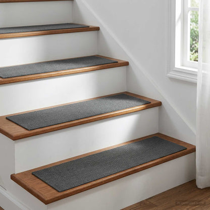 Stair Mats 15 pcs 76 x 20 cm Light Grey Polyester Rectangular