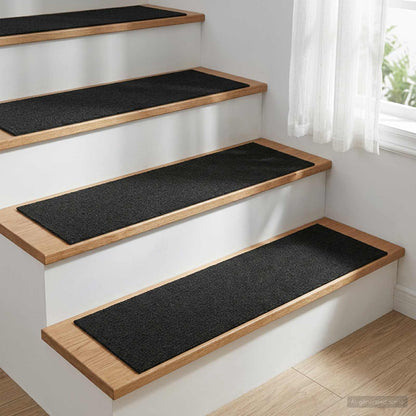 Stair Mats 15 pcs 76 x 20 cm Dark Grey Polyester Rectangular