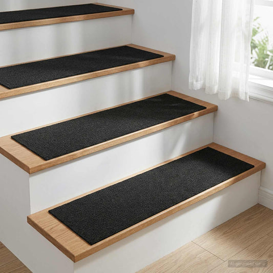 Stair Mats 15 pcs 76 x 20 cm Dark Grey Polyester Rectangular