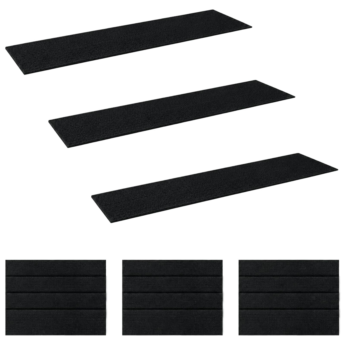 Stair Mats 15 pcs 76 x 20 cm Dark Grey Polyester Rectangular