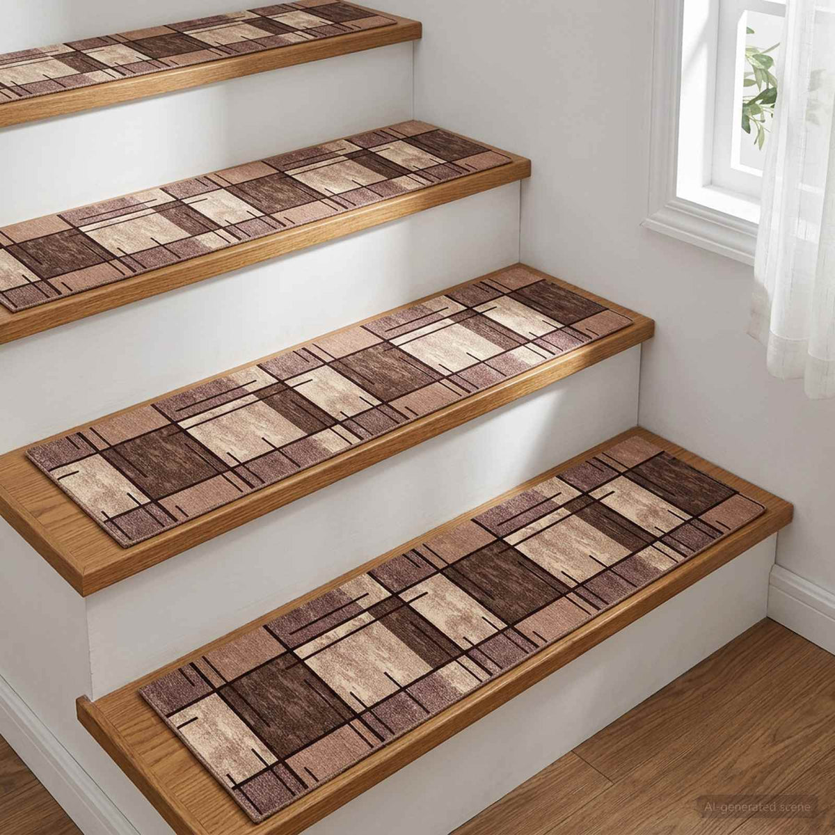 Stair Mats 15 pcs 76 x 20 cm Brown Polyester Rectangular