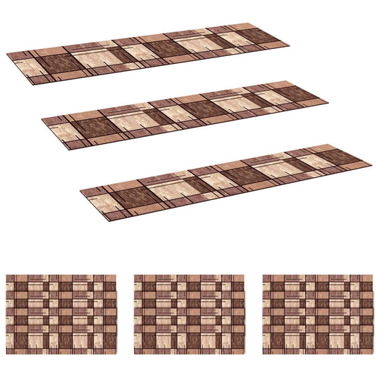 Stair Mats 15 pcs 76 x 20 cm Brown Polyester Rectangular