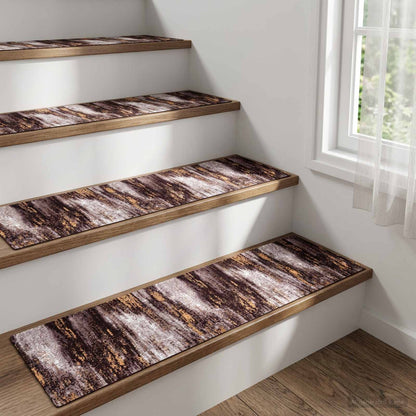 Stair Mats 15 pcs 76 x 20 cm Black and Gold Polyester