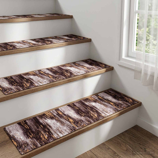 Stair Mats 15 pcs 76 x 20 cm Black and Gold Polyester