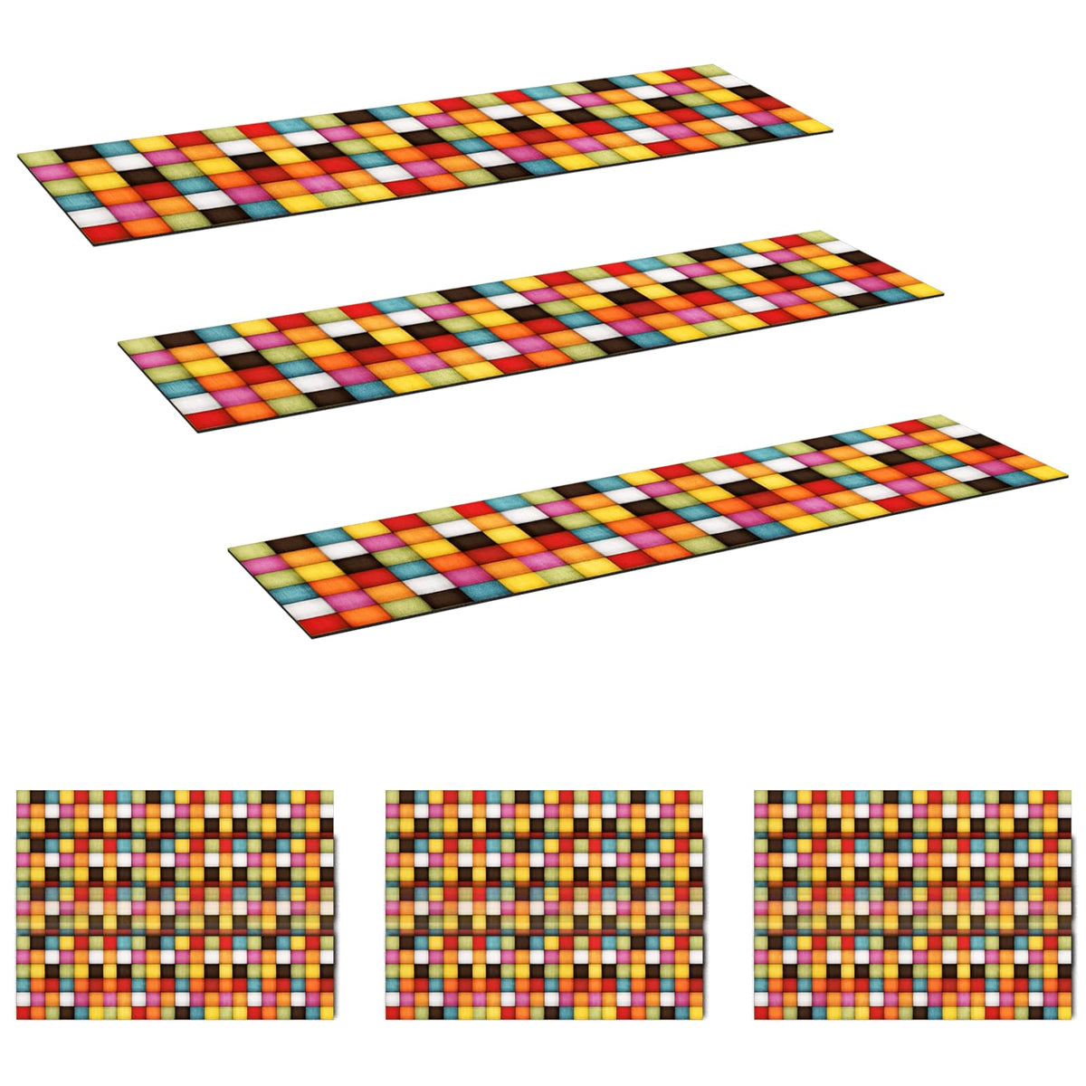 Stair Mats 15 pcs 76 x 20 cm Colourful Block Pattern Polyester