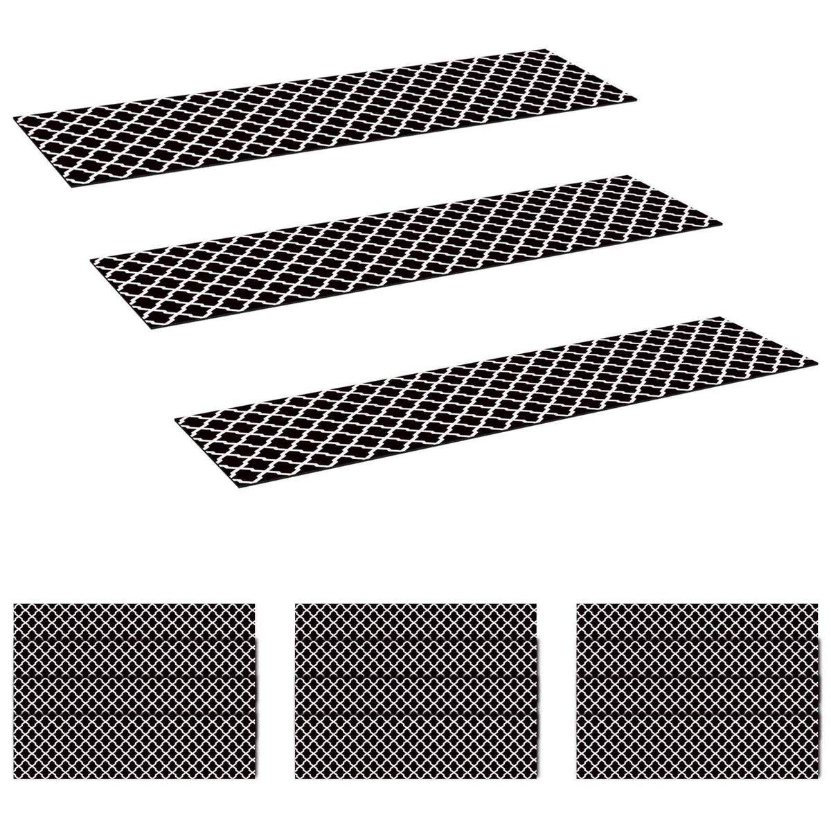 Stair Mats 15 pcs 76 x 20 cm Black and White Polyester