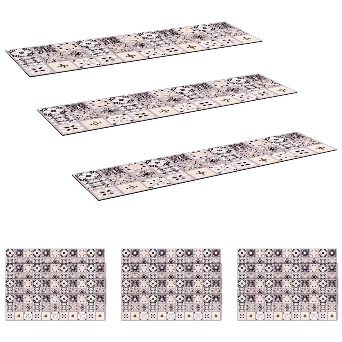 Stair Mats 15 pcs 76 x 20 cm Grey and Black Polyester