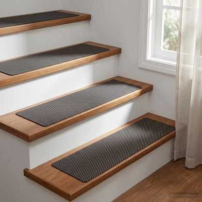 Stair Mats 15 pcs 76 x 20 cm Black Mesh Pattern Polyester