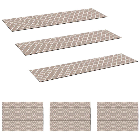 Stair Mats 15 pcs 76 x 20 cm Grey and White Polyester