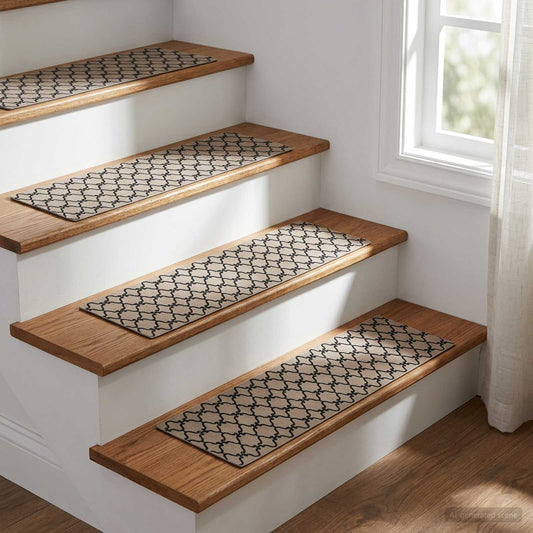 Stair Mats 15 pcs 76 x 20 cm Grey Mesh Pattern Polyester