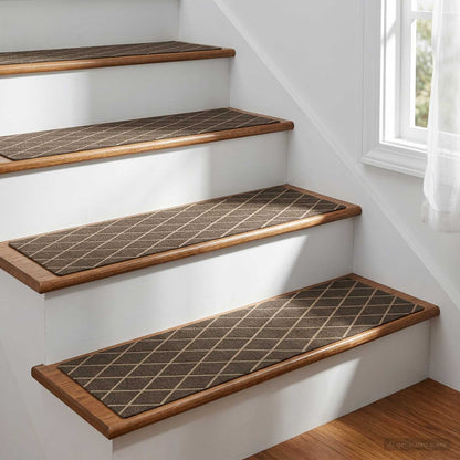 Stair Mats 15 pcs 76 x 20 cm Black Diamond Pattern Polyester