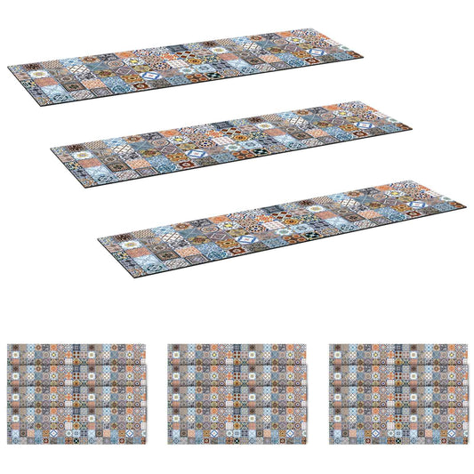Stair Mats 15 pcs 76 x 20 cm Blue Polyester Rectangular