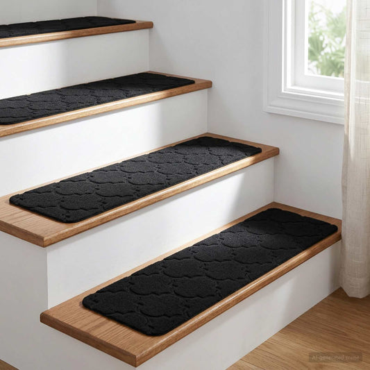 Stair Mats 15 pcs 76 x 20 cm Black Polyester Rectangular