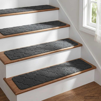 Stair Mats 15 pcs 76 x 20 cm Dark Grey Polyester Rectangular