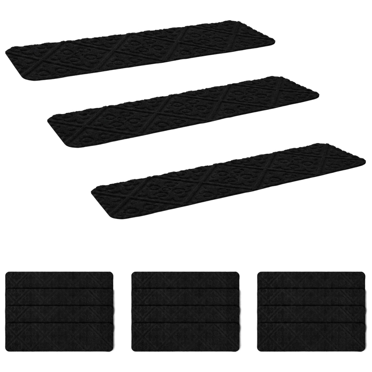 Stair Mats 15 pcs 76 x 20 cm Black Polyester Rectangular