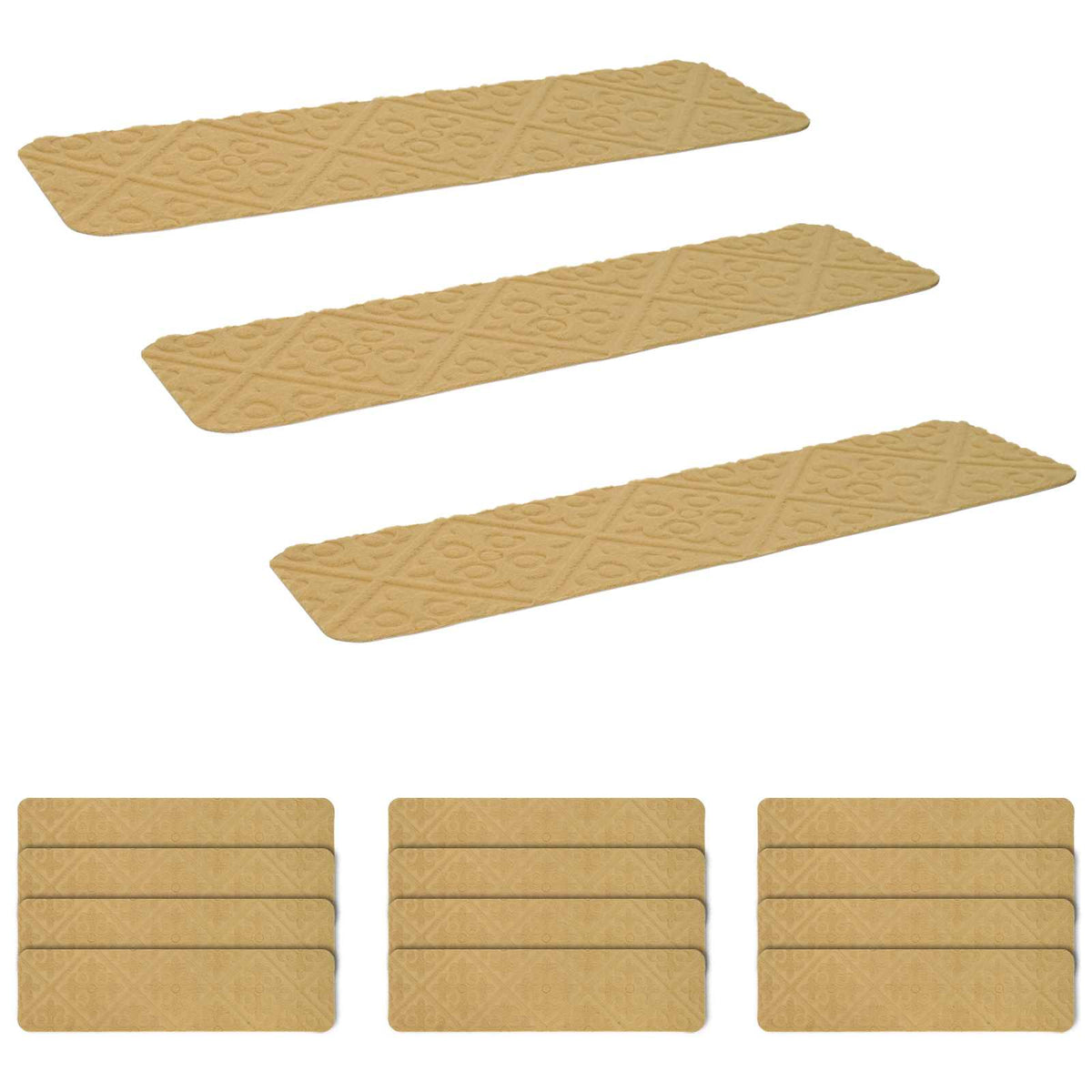 Stair Mats 15 pcs 76 x 20 cm Beige Polyester Rectangular