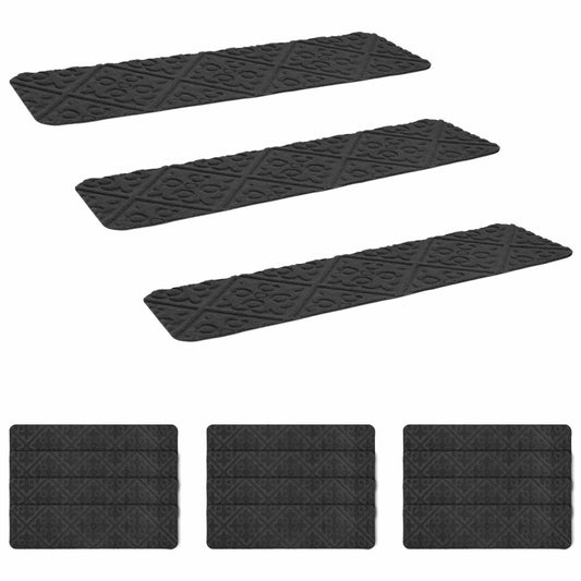 Stair Mats 15 pcs 76 x 20 cm Dark Grey Polyester Rectangular