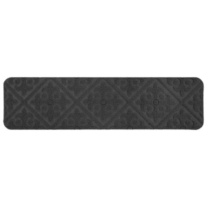 Stair Mats 15 pcs 76 x 20 cm Dark Grey Polyester Rectangular