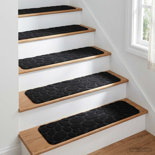 Stair Mats 15 pcs 76 x 20 cm Black Polyester Rectangular