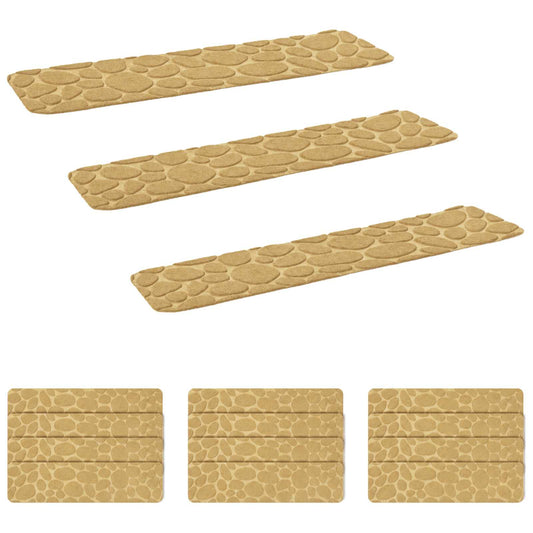 Stair Mats 15 pcs 76 x 20 cm Beige Polyester Rectangular