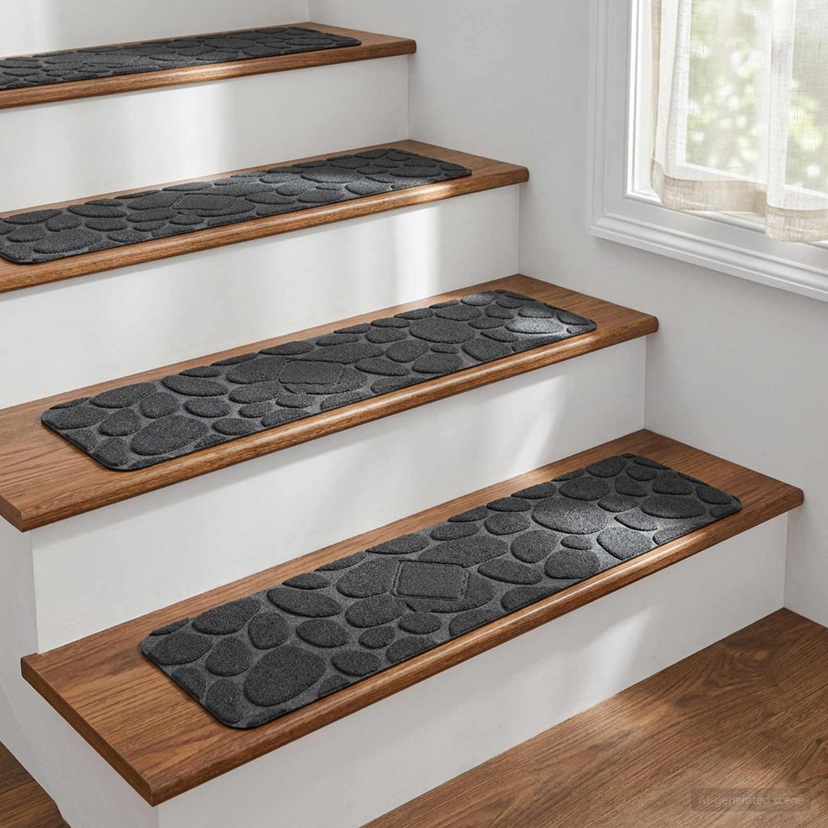 Stair Mats 15 pcs 76 x 20 cm Dark Grey Polyester Rectangular