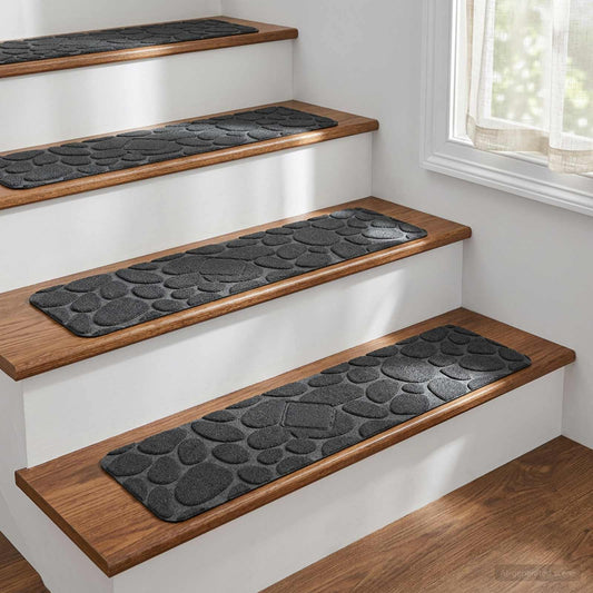 Stair Mats 15 pcs 76 x 20 cm Dark Grey Polyester Rectangular