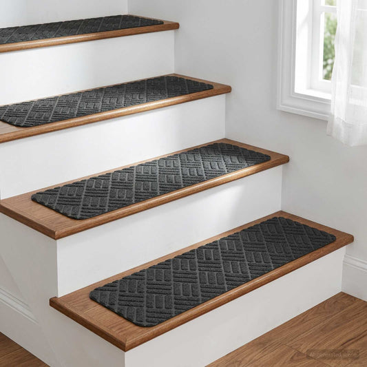Stair Mats 15 pcs 76 x 20 cm Dark Grey Polyester Rectangular