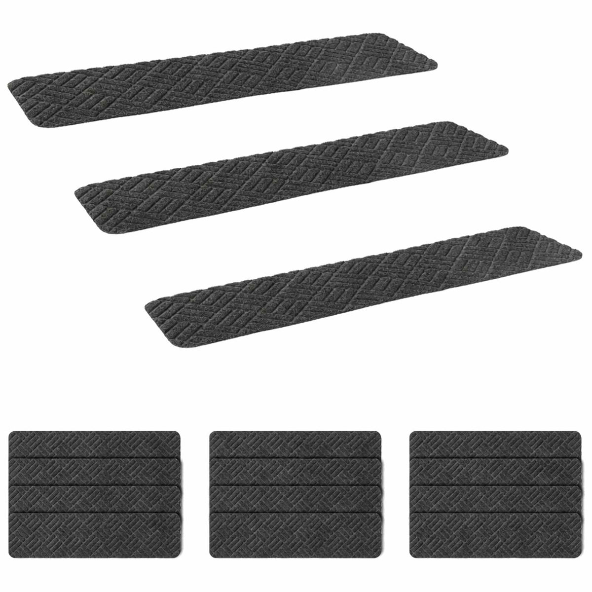 Stair Mats 15 pcs 76 x 20 cm Dark Grey Polyester Rectangular