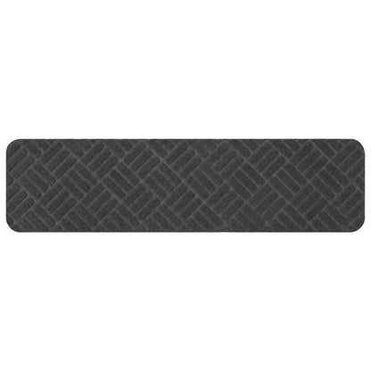 Stair Mats 15 pcs 76 x 20 cm Dark Grey Polyester Rectangular