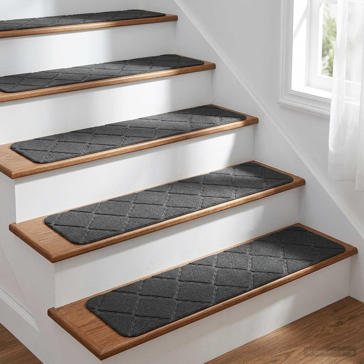 Stair Mats 15 pcs 76 x 20 cm Dark Grey Polyester Rectangular