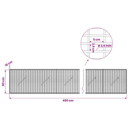 Gabion with 3.5 mm Wire and 5x2.5 cm Mesh 450x10x50 cm