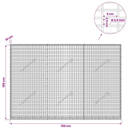 Gabion with 3.5 mm Wire and 5x2.5 cm Mesh 150x10x100 cm