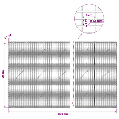 Gabion with 3.5 mm Wire and 5x2.5 cm Mesh 1150x10x150 cm
