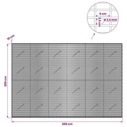 Gabion with 3.5 mm Wire and 5x2.5 cm Mesh 300x10x200 cm