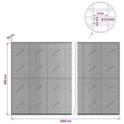 Gabion with 3.5 mm Wire and 5x2.5 cm Mesh 1200x10x200 cm