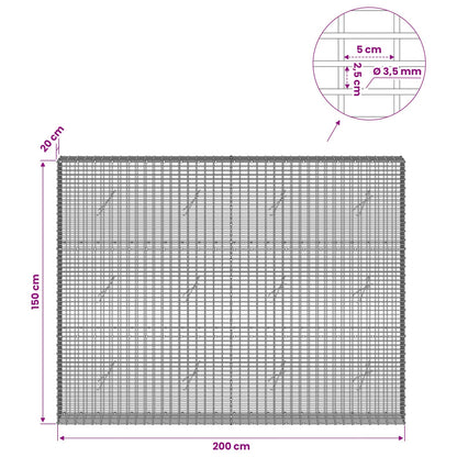 Gabion with 3.5 mm Wire and 5x2.5 cm Mesh 200x20x150 cm