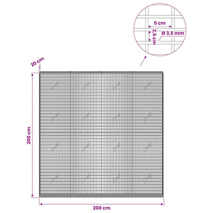 Gabion with 3.5 mm Wire and 5x2.5 cm Mesh 200x20x200 cm