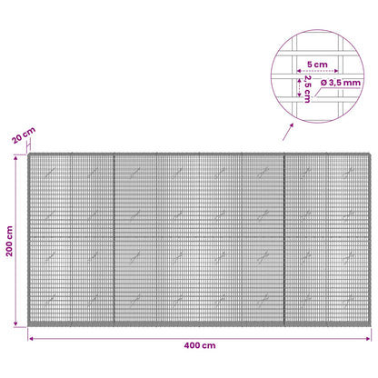 Gabion with 3.5 mm Wire and 5x2.5 cm Mesh 400x20x200 cm