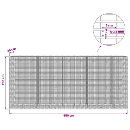 Gabion with 3.5 mm Wire and 5x2.5 cm Mesh 450x20x200 cm