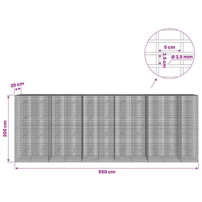 Gabion with 3.5 mm Wire and 5x2.5 cm Mesh 550x20x200 cm