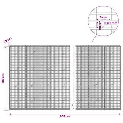 Gabion with 3.5 mm Wire and 5x2.5 cm Mesh 950x20x200 cm