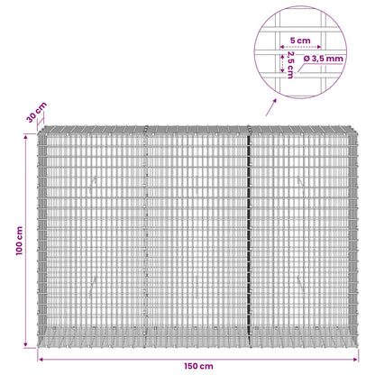 Gabion with 3.5 mm Wire and 5x2.5 cm Mesh 150x30x100 cm