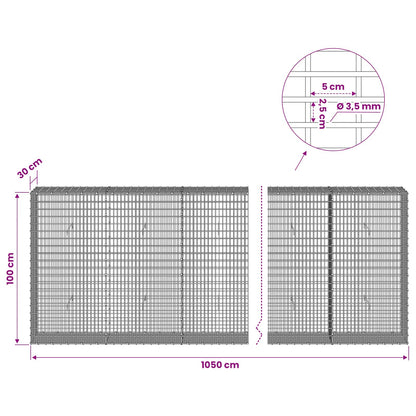 Gabion with 3.5 mm Wire and 5x2.5 cm Mesh 1050x30x100 cm