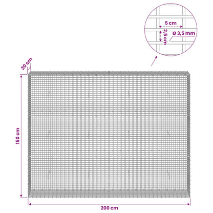 Gabion with 3.5 mm Wire and 5x2.5 cm Mesh 200x30x150 cm