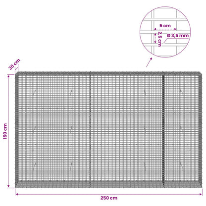 Gabion with 3.5 mm Wire and 5x2.5 cm Mesh 250x30x150 cm