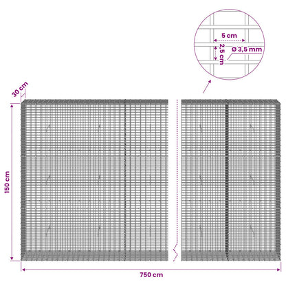 Gabion with 3.5 mm Wire and 5x2.5 cm Mesh 750x30x150 cm