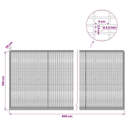 Gabion with 3.5 mm Wire and 5x2.5 cm Mesh 900x30x150 cm